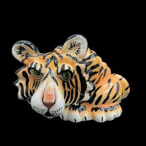 Vintage Lynda Corneille SWAK Tiger Salt Shaker Figurine Orange & Black Ceramic C